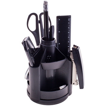 Канцелярский набор 10 предметов, вращающийся, OfficeSpace Минидеск, черный