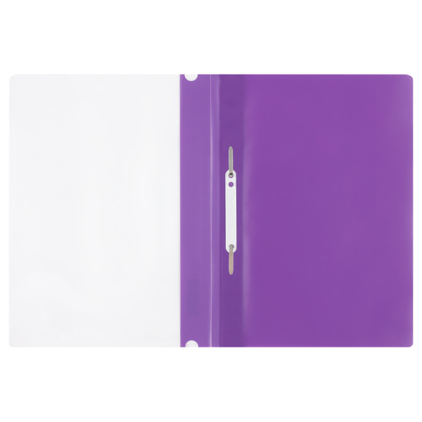 2_Папка-скоросшиватель СТАММ А4 пластик, прозрачный верхний лист, фиолетовая