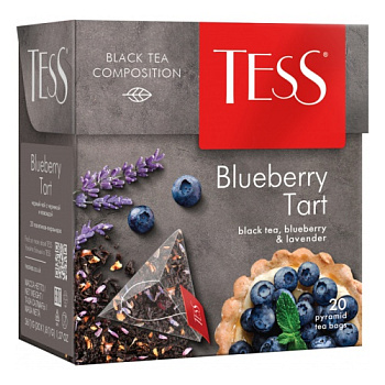 Чай в пирамидках TESS Blueberry Tart, черный с черникой и лавандой, 20п*1,8г
