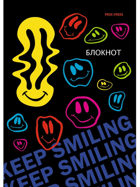 3_Блокнот А6 24л клетка, скоба PROF-PRESS Crazy Smiley