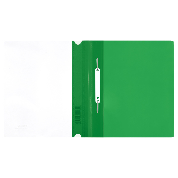2_Папка-скоросшиватель СТАММ А5, пластик, прозрачный верхний лист, зеленая