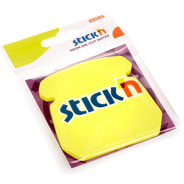 Блок самоклеящийся (стикеры), фигурный ТЕЛЕФОН, 50л, 70_70мм, желтый HOPAX