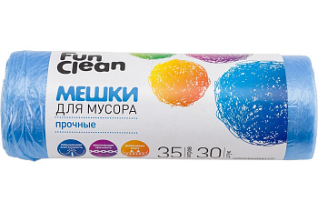 Мешки для мусора 35л, 48*58см 14мкм, в рулоне 30шт ПНД Fun Clean, прочные