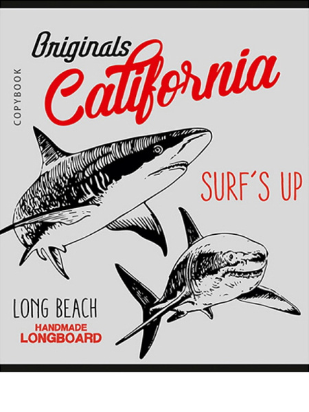 5_Тетрадь А5 96л клетка, скоба REMIX Акула в графике, ассорти