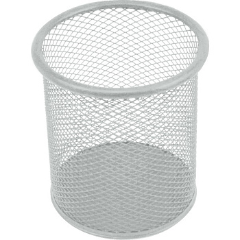 Стакан для пишущих принадлежностей, метал.сетка, 80*80*98мм deVENTE круглый, серый