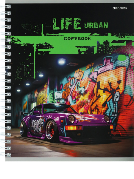 4_Тетрадь А5 96л клетка, гребень PROF-PRESS Яркие граффити-1, ассорти