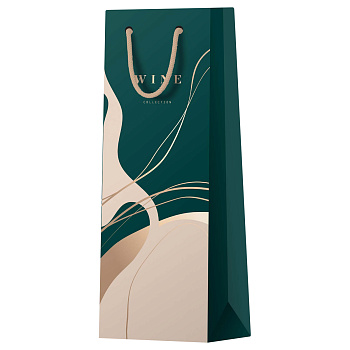 Пакет подарочный ламинированный под бутылку 12*8,5*36см MESHU Abstraction.Emerald