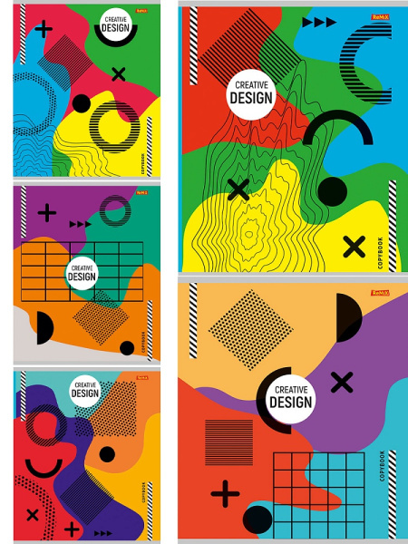 Тетрадь А5 48л клетка, скоба REMIX Креативная геометрия, ассорти