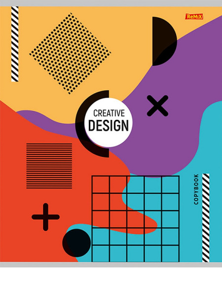5_Тетрадь А5 48л клетка, скоба REMIX Креативная геометрия, ассорти