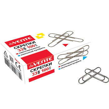Скрепки 33мм никелированные 100шт deVENTE