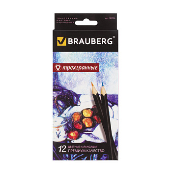 Карандаши цветные 12 цветов BRAUBERG Artist line, трехгранные