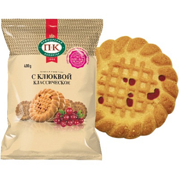 Печенье сахарное ПРИМОРСКИЙ КОНДИТЕР "Классическое с клюквой", 400г