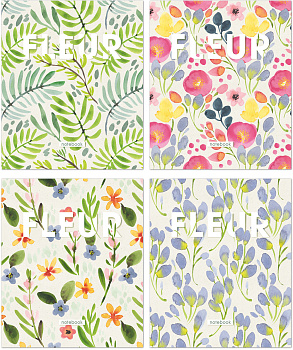 Тетрадь А5 48л клетка, скоба Fleur, ассорти