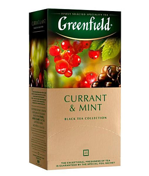Чай пакетированный GREENFIELD Currant&Mint, черный с ароматом смородины, 25п*1,8г