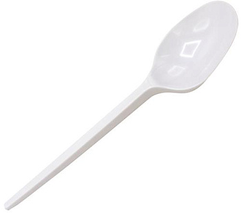Ложка столовая одноразовая пластиковая 16см Ф, комплект 100шт, белая
