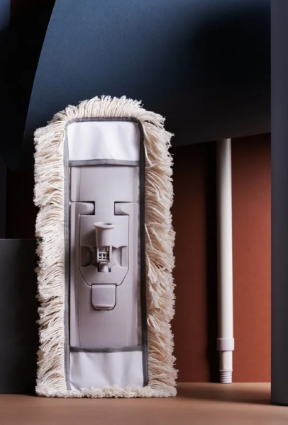 3_Швабра с насадкой из микфибры, телескопическая ручка 140см, рабочая часть 42см YORK ЭКО Натурал