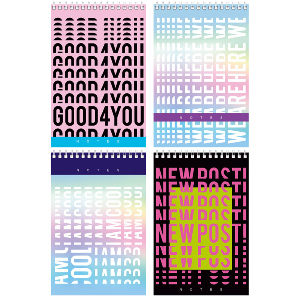 Блокнот А6 60л, гребень  BG New post, ассорти