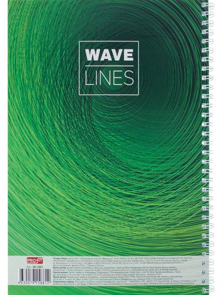 3_Тетрадь А4 80л клетка, гребень PROFIT Изумрудные штрихи