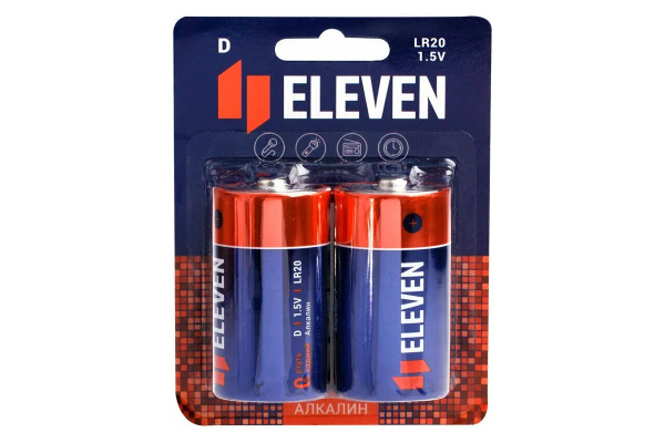 Батарейка (D) LR20-алкалиновая ELEVEN BC2, 2шт на блистере