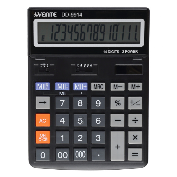 Калькулятор 14 разрядов deVENTE DD-9914, 154_203мм, двойное питание
