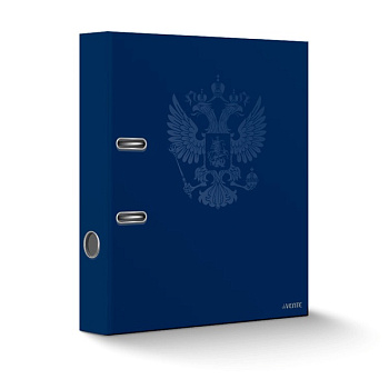 Папка-регистратор deVENTE корешок 75мм, ламинированная, с металлическим кантом, разборная, темно-синяя с гербом