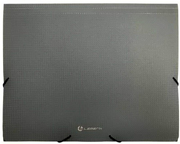 Папка на резинках А4, корешок 37мм, пластик 0,6мм LAMARK, серая, с тиснением