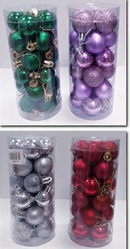 Шары ёлочные 24шт, диаметр 3см, пластик, ассорти