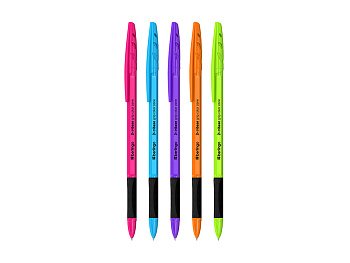Ручка шариковая масляная, с резиновым упором 0,7мм Berlingo Tribase grip color zone СИНЯЯ, ассорти
