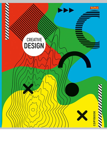 6_Тетрадь А5 48л клетка, скоба REMIX Креативная геометрия, ассорти