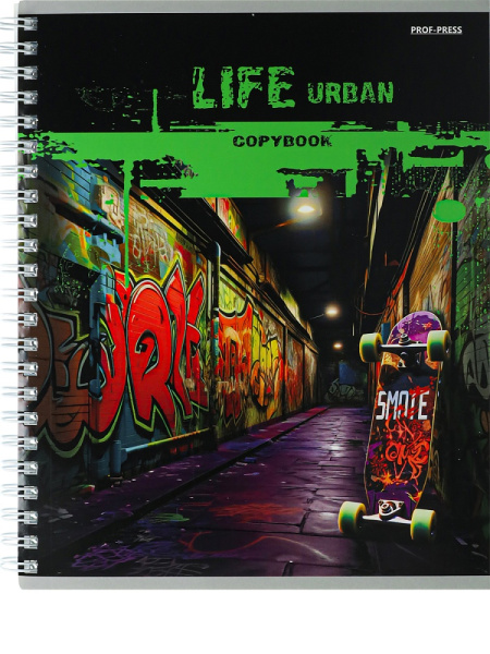3_Тетрадь А5 96л клетка, гребень PROF-PRESS Яркие граффити-1, ассорти