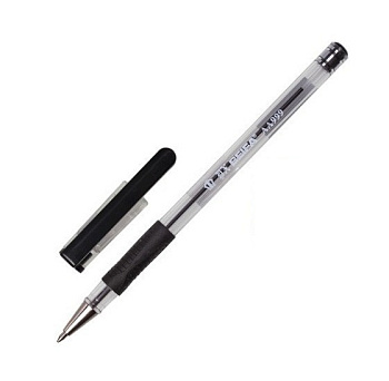 Ручка шариковая масляная, с резиновым упором 0,5мм BEIFA  AA999 ЧЕРНАЯ, прозрачный корпус