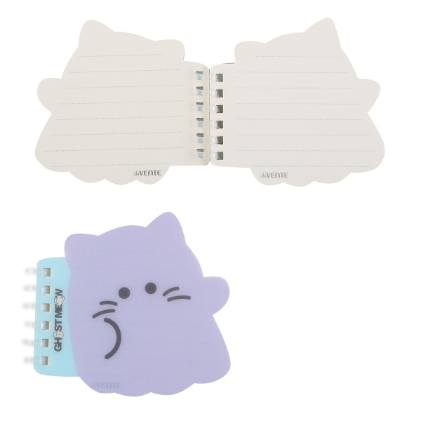 Блокнот А7 (95_92мм), 80л, спираль, линия, обложка пластиковая, deVENTE Ghost Meow, фигурный