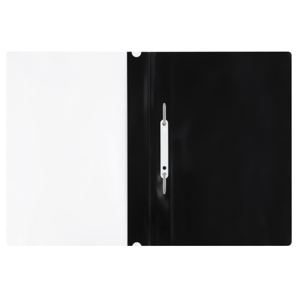 2_Папка-скоросшиватель СТАММ А4 пластик, прозрачный верхний лист, черная