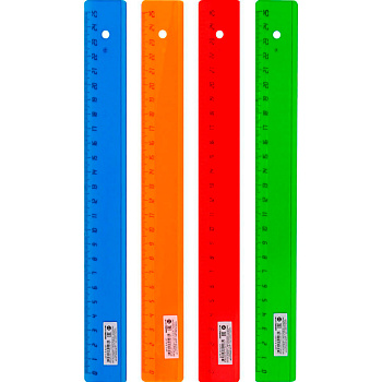 Линейка 25см пластиковая СТАММ, прозрачная, ассорти