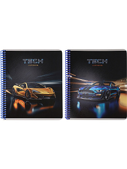 Тетрадь А5 96л клетка, цветная спираль COLLEZIONE Автомобильная тематика-1, ассорти