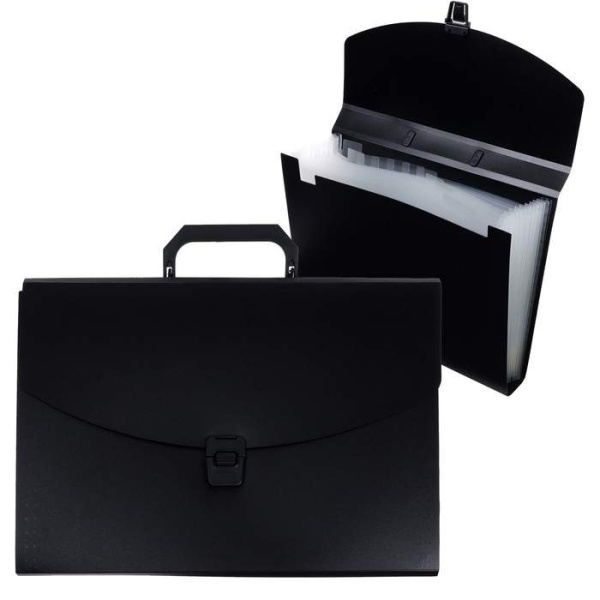 2_Портфель пластиковый A4 13 отделений, Calligrata, пластик 0,7мм, черный