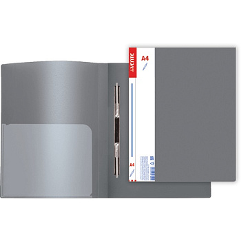 Папка с пружинным скоросшивателем deVENTE Daily пластик 0,6мм, внутренний карман, серая