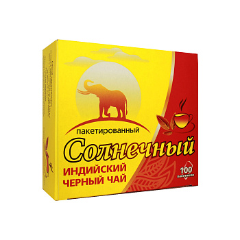 Чай пакетированный СОЛНЕЧНЫЙ, черный, 100п*2г