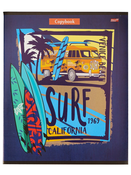 6_Тетрадь А5 48л клетка, скоба PROFIT Серферская тема, ассорти