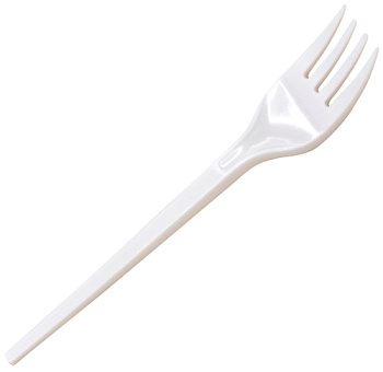 Вилка одноразовая пластиковая 16,5см А, комплект 100шт, белая