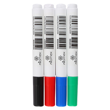 Набор маркеров для доски ATTOMEX 3мм, 4шт (черный, красный, синий, зеленый)