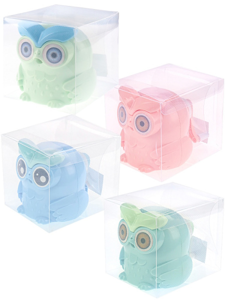 15_Точилка механическая PROFIT Совята, металлический механизм, ассорти