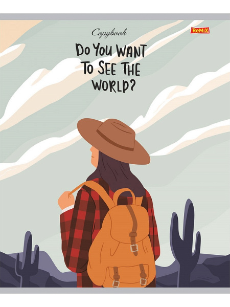 5_Тетрадь А5 48л клетка, скоба REMIX Путешествие по миру, ассорти