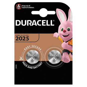 Батарейка (таблетка) CR2025-литиевая DURACELL Lithium, 2шт на блистере