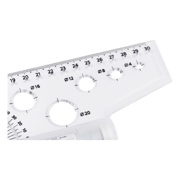 4_Линейка-рейсшина 30см металлический ролик, с транспортиром СТАММ ЛР-30478