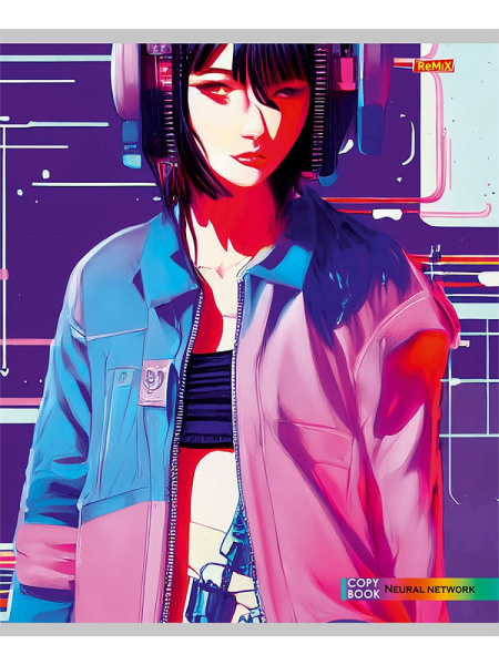 4_Тетрадь А5 48л клетка, скоба REMIX Кислотные оттенки, ассорти