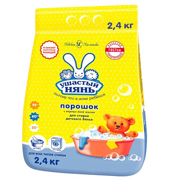Стиральный порошок для всех типов стирки 2,4кг УШАСТЫЙ НЯНЬ Детский