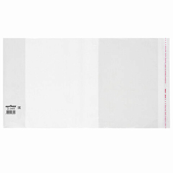 Обложка для тетрадей и дневников 215*360мм, 80мкм, ПП, прозрачная, клейкий край ЮНЛАНДИЯ