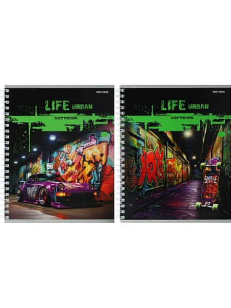 Тетрадь А5 96л клетка, гребень PROF-PRESS Яркие граффити-1, ассорти