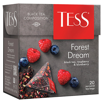 Чай в пирамидках TESS Forest Dream, черный с малиной и черникой, 20п*1,8г